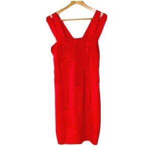 Esley Women's Dress size Medium Sleeveless Ribbon Straps Lined Red